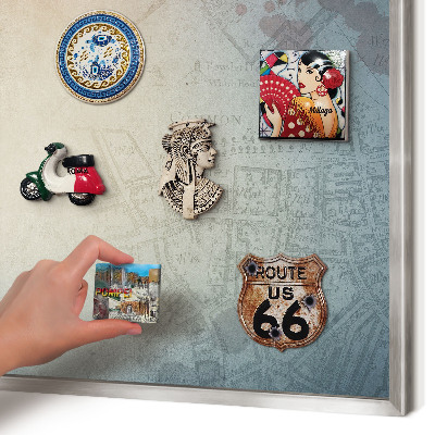 Printed magnet board in a silver frame Old map