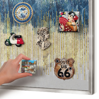 Printed magnet board in a silver frame Abstract forest