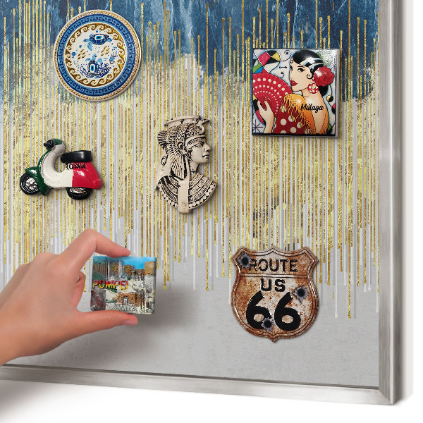 Printed magnet board in a silver frame Abstract forest