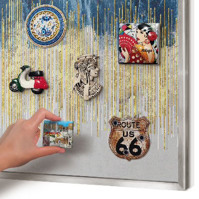 Printed magnet board in a silver frame Abstract forest