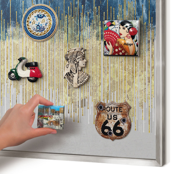 Printed magnet board in a silver frame Abstract forest