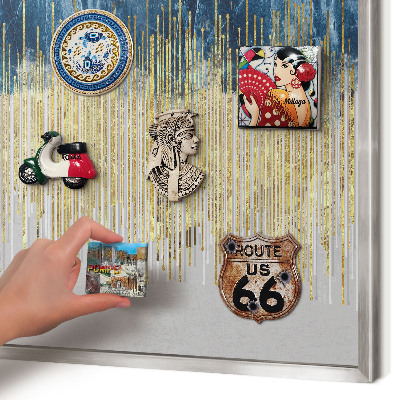 Printed magnet board in a silver frame Abstract forest