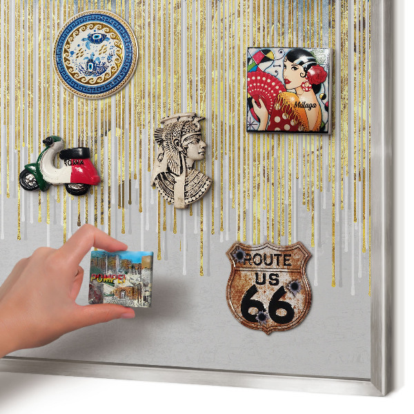 Printed magnet board in a silver frame Abstract forest