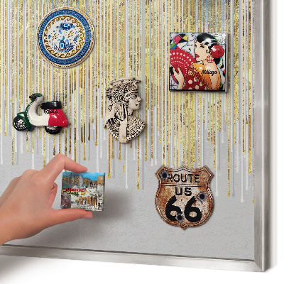 Printed magnet board in a silver frame Abstract forest