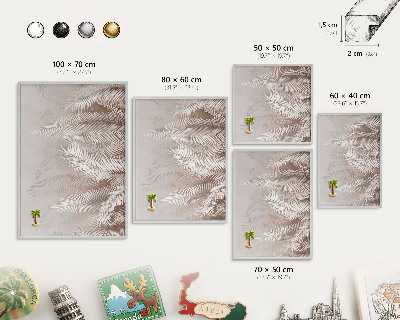 Printed magnet board in a silver frame Leaves nature