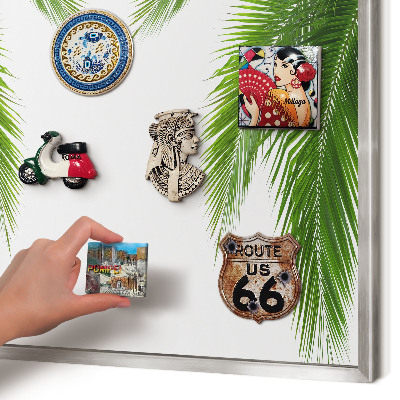 Souvenir magnet display board with a silver frame Exotic nature