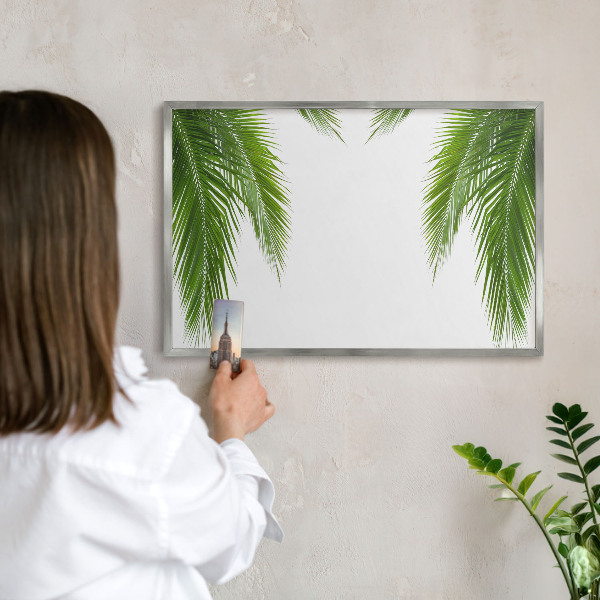 Souvenir magnet display board with a silver frame Exotic nature