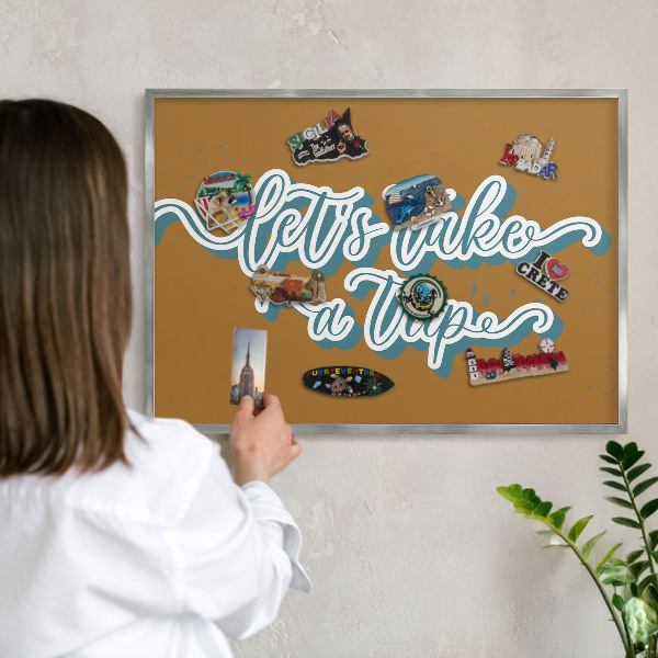 Printed magnet board in a silver frame Dream Trip