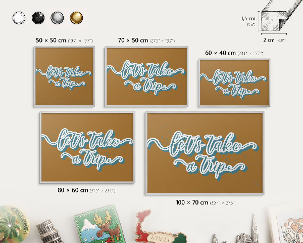 Printed magnet board in a silver frame Dream Trip