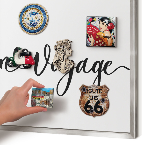 Printed magnet board in a silver frame Bon Voyage