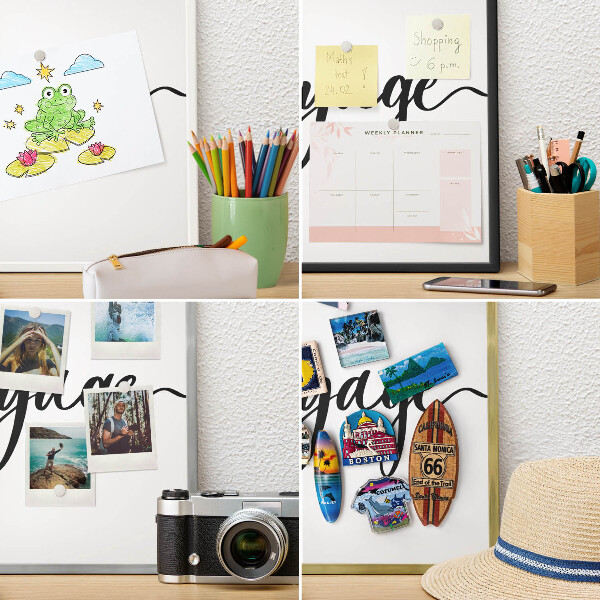 Printed magnet board in a silver frame Bon Voyage