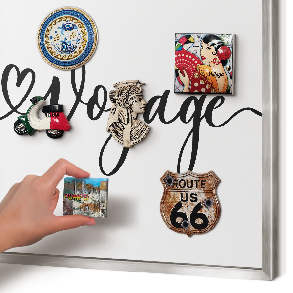 Printed magnet board in a silver frame Bon Voyage