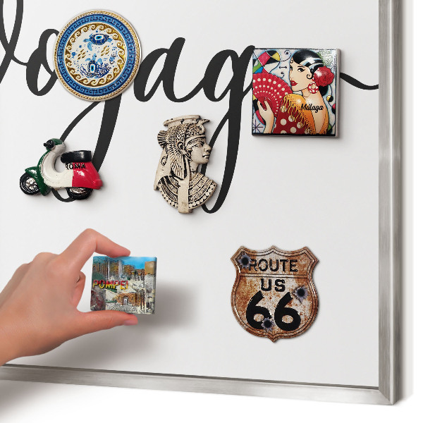 Printed magnet board in a silver frame Bon Voyage