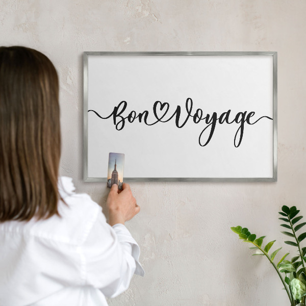 Printed magnet board in a silver frame Bon Voyage