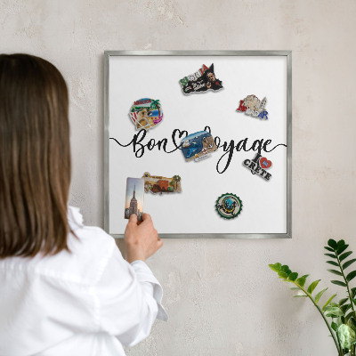 Printed magnet board in a silver frame Bon Voyage