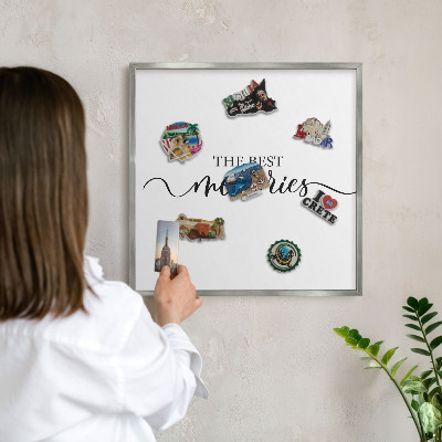 Printed magnet board in a silver frame Inspiring memories