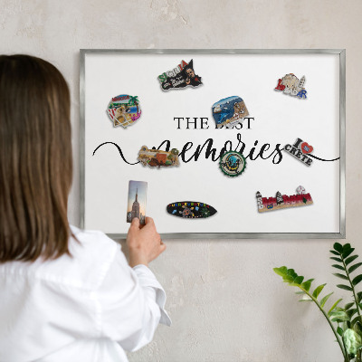 Printed magnet board in a silver frame Inspiring memories