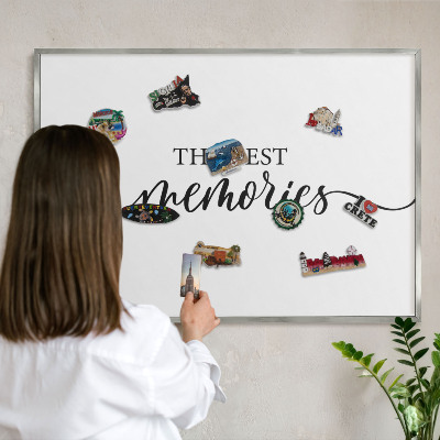 Printed magnet board in a silver frame Inspiring memories