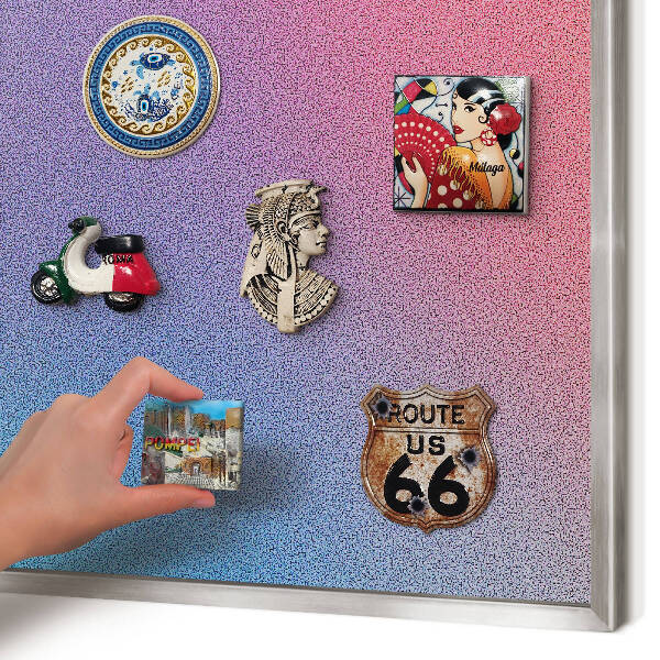 Printed magnet board in a silver frame Colorful gradient