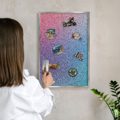 Printed magnet board in a silver frame Colorful gradient