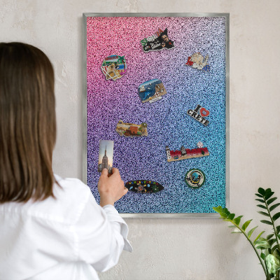 Printed magnet board in a silver frame Colorful gradient