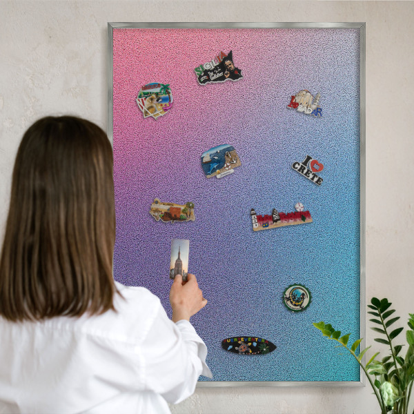 Printed magnet board in a silver frame Colorful gradient
