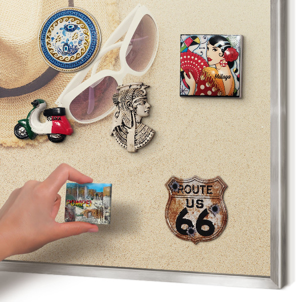 Printed magnet board in a silver frame Summer beach