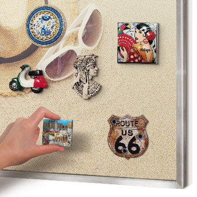 Printed magnet board in a silver frame Summer beach