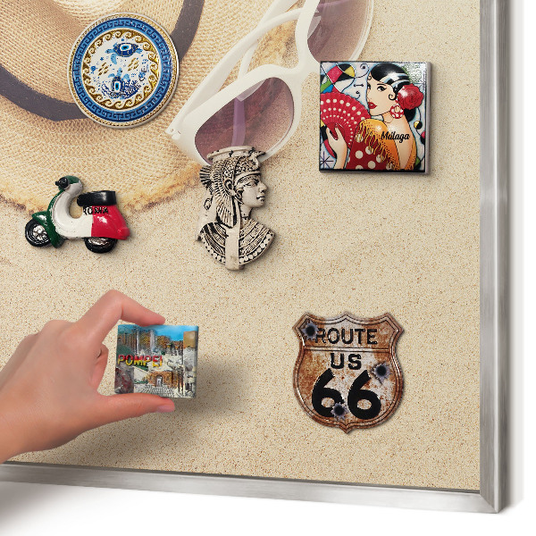 Printed magnet board in a silver frame Summer beach
