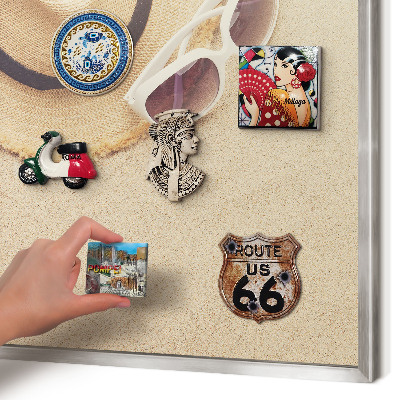 Printed magnet board in a silver frame Summer beach