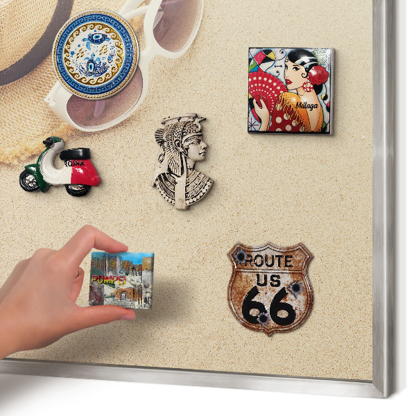 Printed magnet board in a silver frame Summer beach