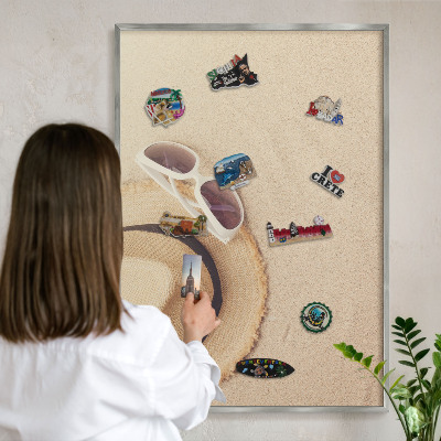 Printed magnet board in a silver frame Summer beach