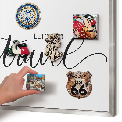 Printed magnet board in a silver frame Let's travel together