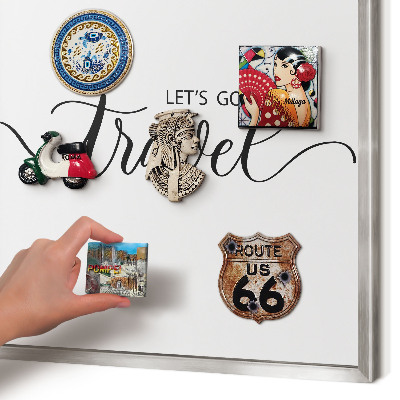 Printed magnet board in a silver frame Let's travel together