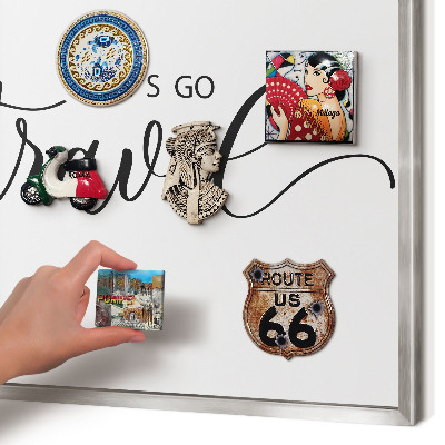 Printed magnet board in a silver frame Let's travel together