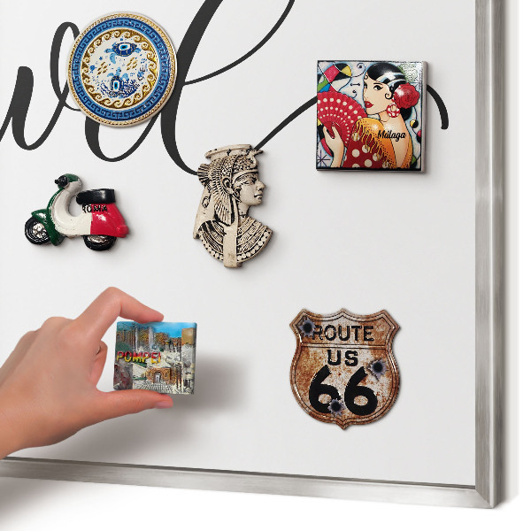 Printed magnet board in a silver frame Let's travel together