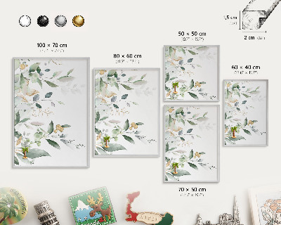 Souvenir magnet display board with a silver frame Green leaves
