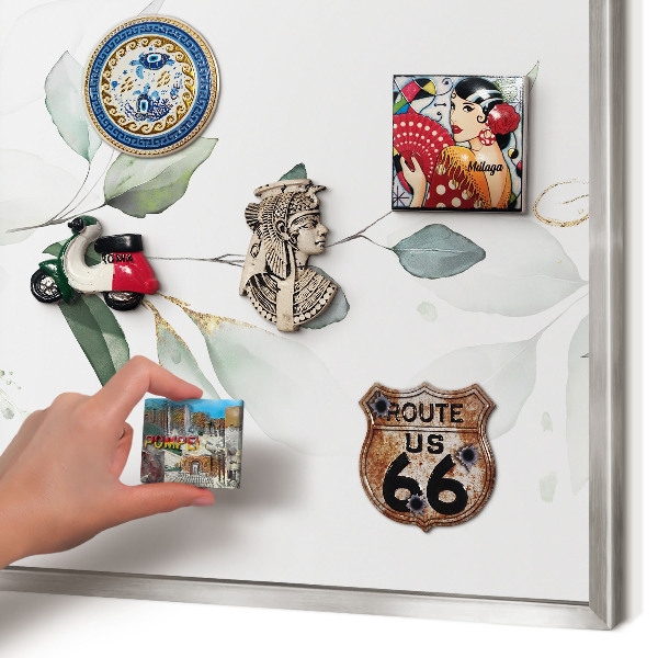 Printed magnet board in a silver frame Botanical elegance