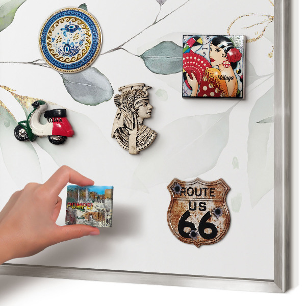 Printed magnet board in a silver frame Botanical elegance