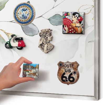 Printed magnet board in a silver frame Botanical elegance