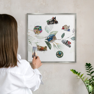 Printed magnet board in a silver frame Botanical elegance