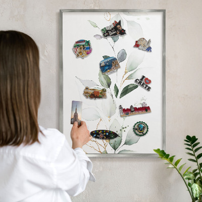 Printed magnet board in a silver frame Botanical elegance