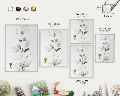 Printed magnet board in a silver frame Botanical elegance