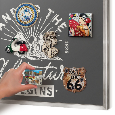 Printed magnet board in a silver frame Mountain inscription