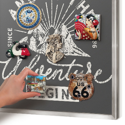 Printed magnet board in a silver frame Mountain inscription