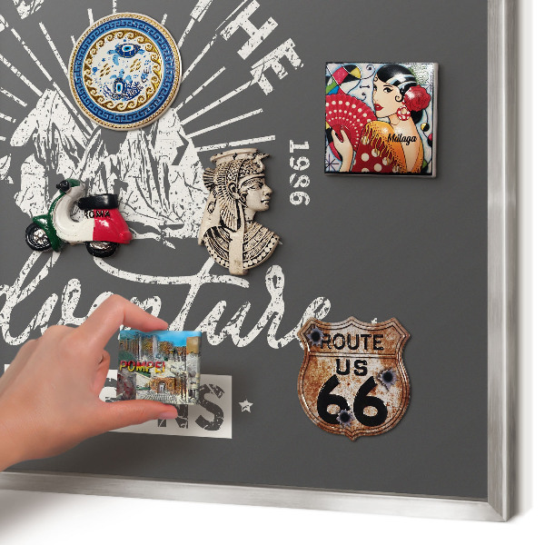 Printed magnet board in a silver frame Mountain inscription