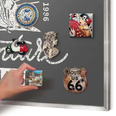 Printed magnet board in a silver frame Mountain inscription