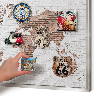 Printed magnet board in a silver frame Brick map