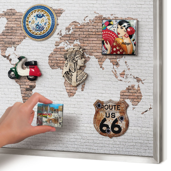 Printed magnet board in a silver frame Brick map