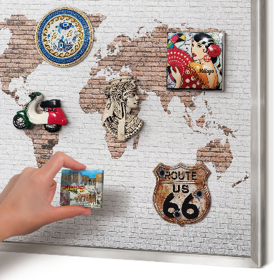 Printed magnet board in a silver frame Brick map